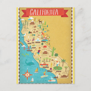 California State Map Postcard