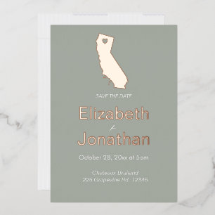 California State Map Script Save The Date Rose