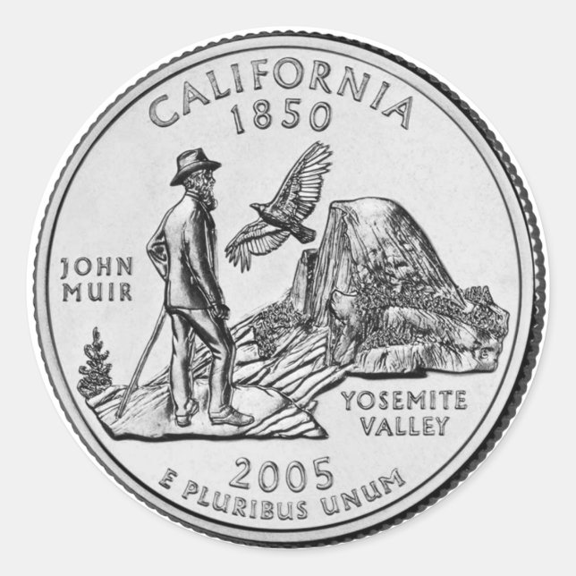 California State Quarter Classic Round Sticker (Front)