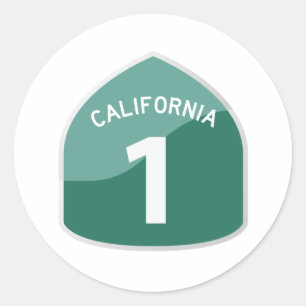 California State Route 1 Pacific Coast Highway Classic Round Sticker