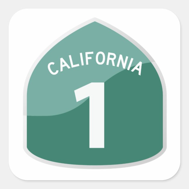 California State Route 1 Pacific Coast Highway Square Sticker (Front)