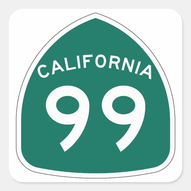 California State Route 99 Square Sticker (Front)