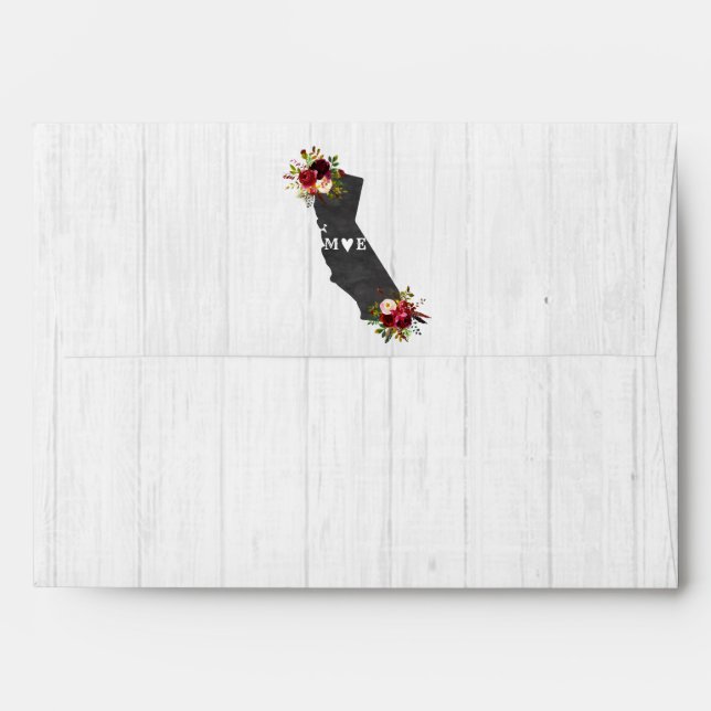 California State Rustic Floral Wedding Monogram Envelope (Back (Top Flap))
