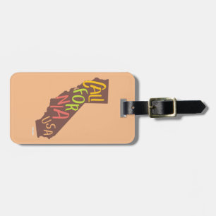 California State Vintage Logo State Shape  Luggage Tag