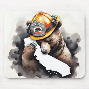 California State With Firefighter Bear Mouse Mat