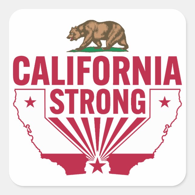 California Strong Grizzly Bear Square Sticker (Front)