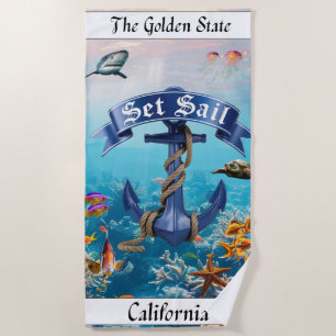 California Summer Beach Trip Towel