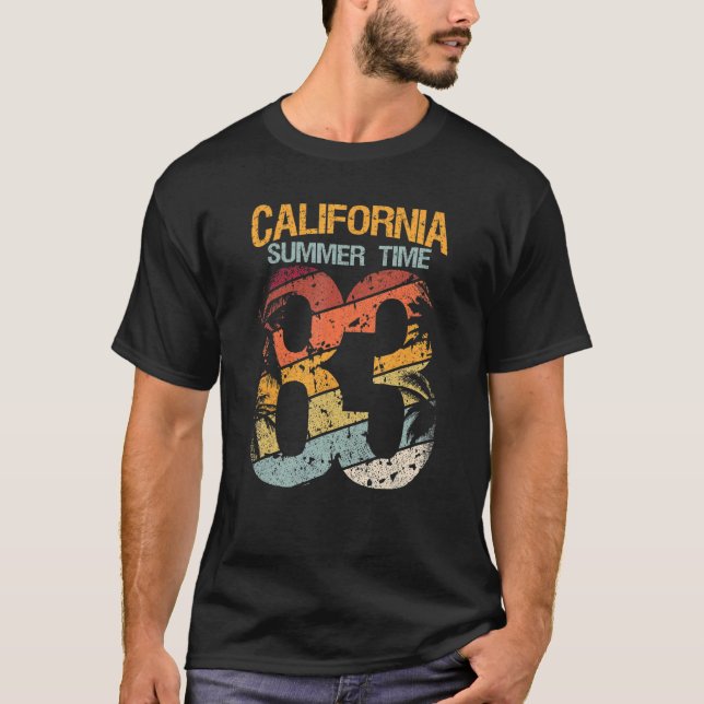 California Summer Time 83 Beach Santa Cruz Surfing T-Shirt (Front)
