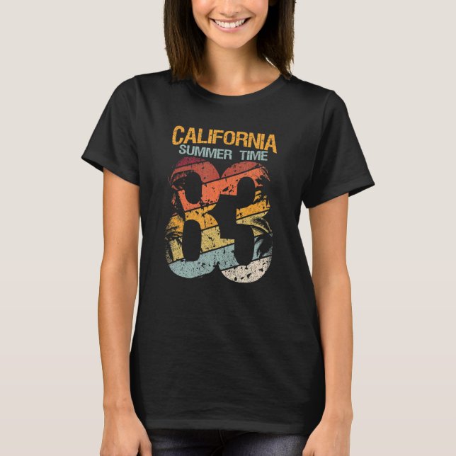California Summer Time 83 Beach Santa Cruz Surfing T-Shirt (Front)