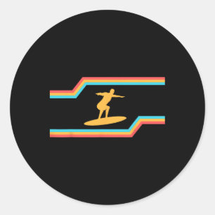 California Summer Vacation, Sunshine, Surfing Surf Classic Round Sticker
