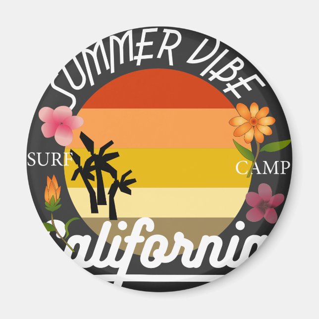 California Summer Vibe Surf Camp Magnet (Front)