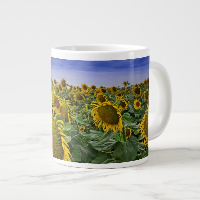 California Sunflower Fields Large Coffee Mug (Front Right)
