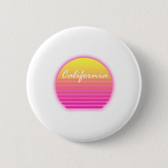 California sunset 6 cm round badge (Front)