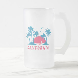 California Sunset Beach Frosted Glass Beer Mug