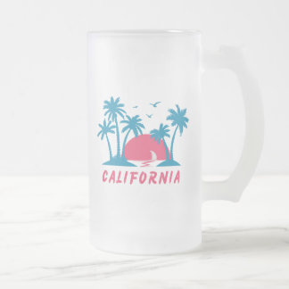 California Sunset Beach  Frosted Glass Beer Mug
