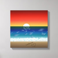 California Sunset | Beach Sand Heart Backdrop 
