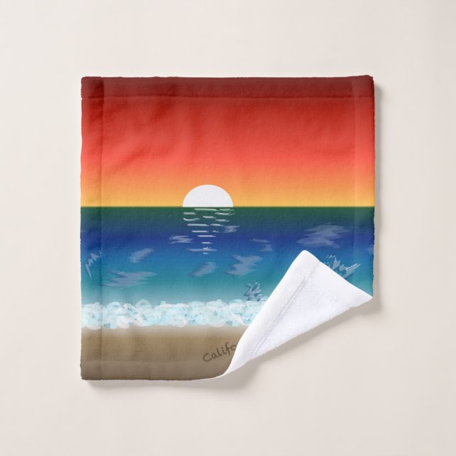 California Sunset | Beach Sand Heart Bath Towel Set (Wash Cloth)