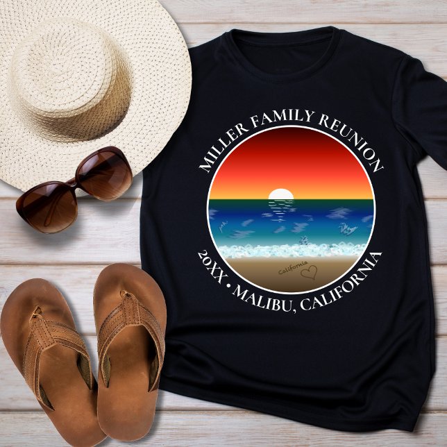 California Sunset Beach Sand Heart Family Reunion T-Shirt (Creator Uploaded)