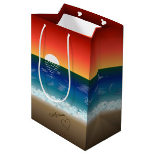 California Sunset   Beach Sand Heart Medium Gift Bag