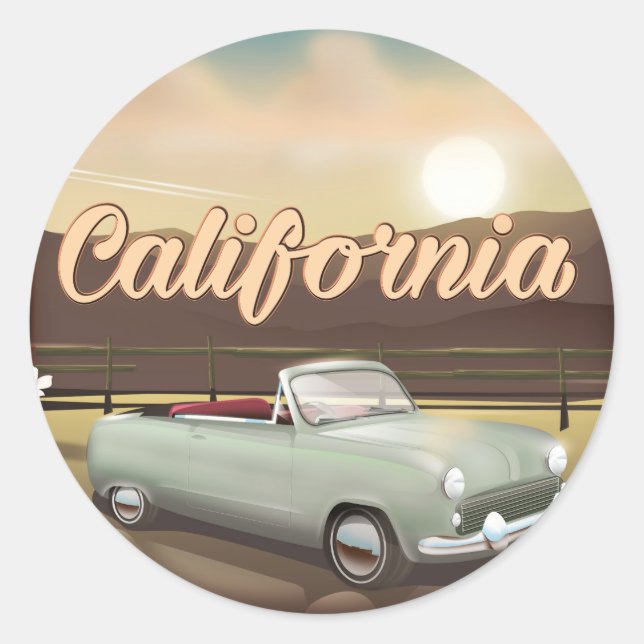 California Sunset Classic Round Sticker (Front)