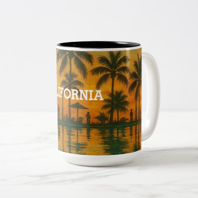 California Sunset Mug – Tropical Beach Vibes with  (Front Right)