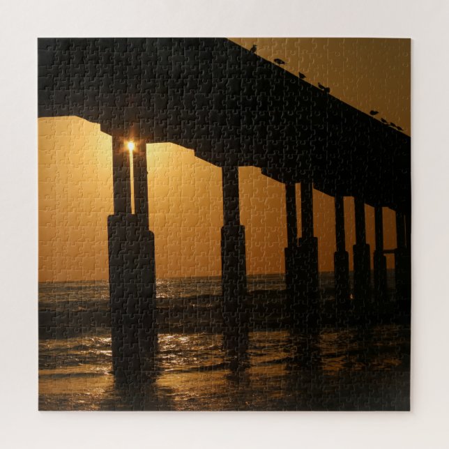 California Sunset Ocean Beach Pier San Diego  Jigsaw Puzzle (Vertical)