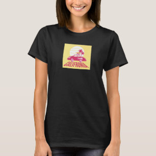California Sunset Retro Vintage Flamingo In Auto V T-Shirt