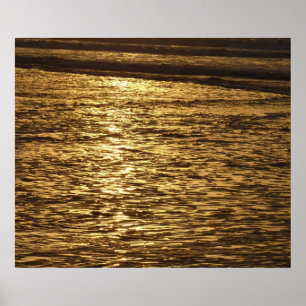 California Sunset Waves Ocean Seascape Poster