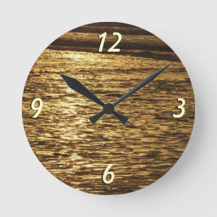 California Sunset Waves Ocean Seascape Round Clock