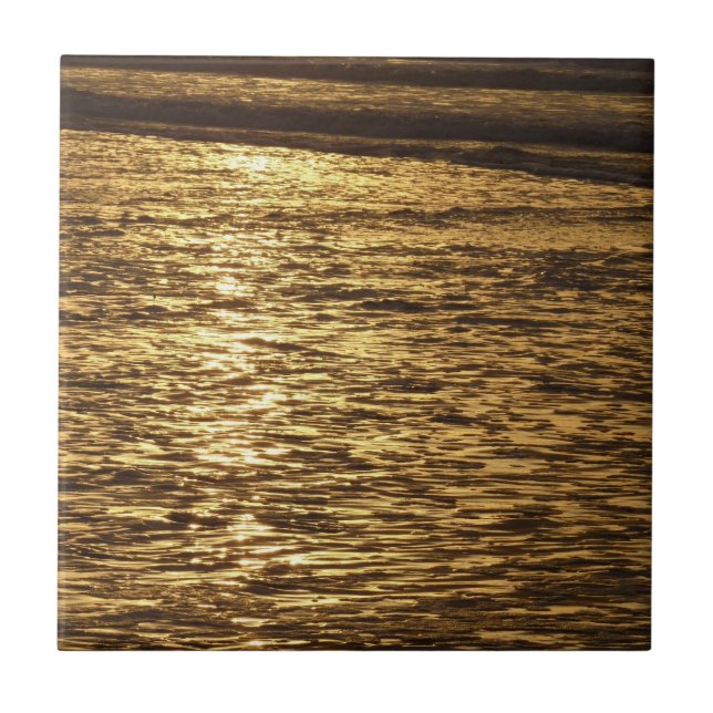 California Sunset Waves Ocean Seascape Tile (Front)