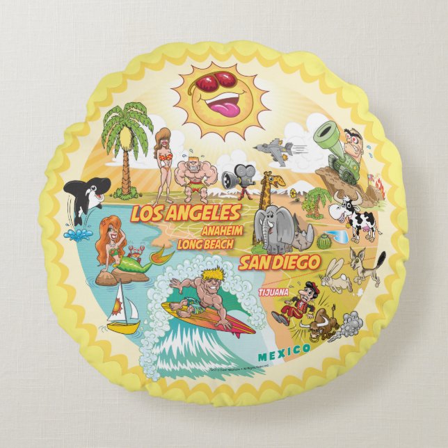 California Sunshine Paradise Poufs Round Cushion (Front)