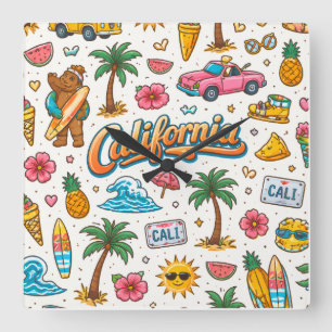 California Sunshine Square Wall Clock