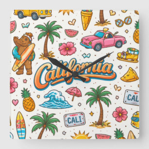 California Sunshine Square Wall Clock