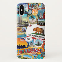 California Super Sticker Collage Pattern
