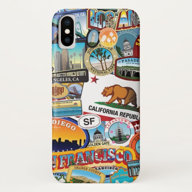 California Super Sticker Collage Pattern Case-Mate iPhone Case (Back)