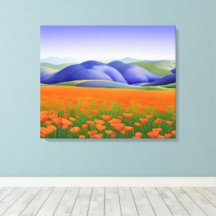 California Superblooms   Surreal Poppies Landscape Canvas Print