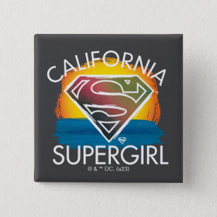 California Supergirl Sunset Graphic 15 Cm Square Badge