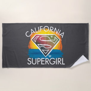 California Supergirl Sunset Graphic Beach Towel