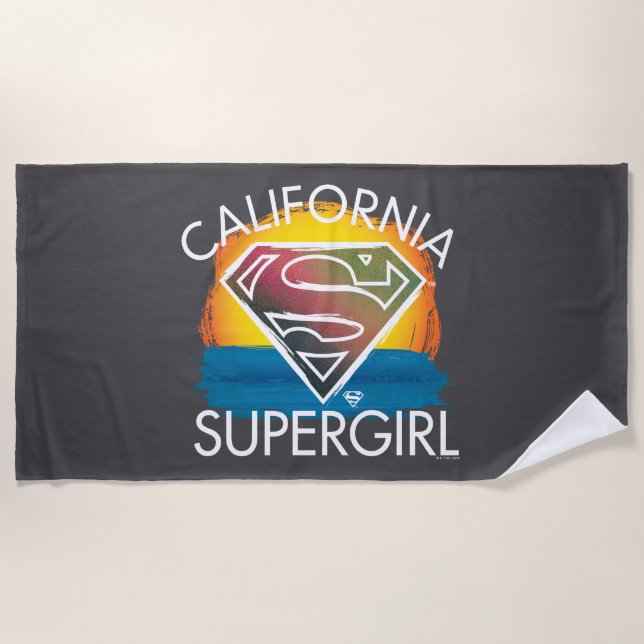 California Supergirl Sunset Graphic Beach Towel (Front)