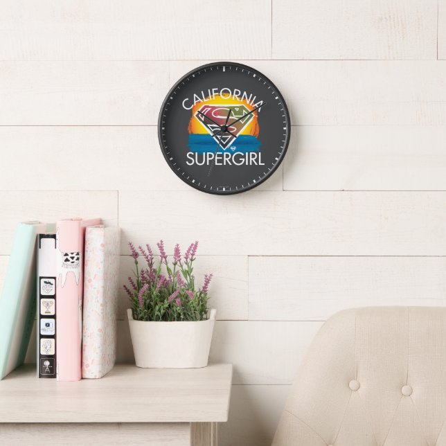 California Supergirl Sunset Graphic Clock (Reading Room)