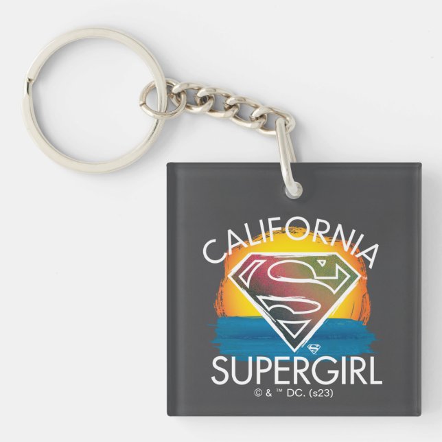 California Supergirl Sunset Graphic Key Ring (Front)