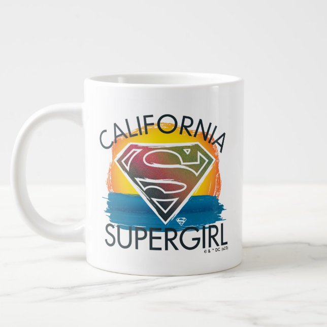 California Supergirl Sunset Graphic Large Coffee Mug (Left)