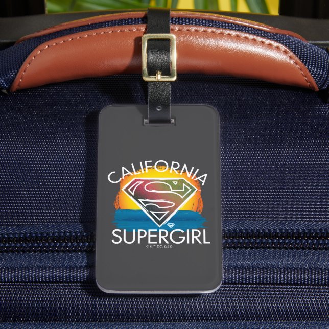 California Supergirl Sunset Graphic Luggage Tag (Front Insitu 2)