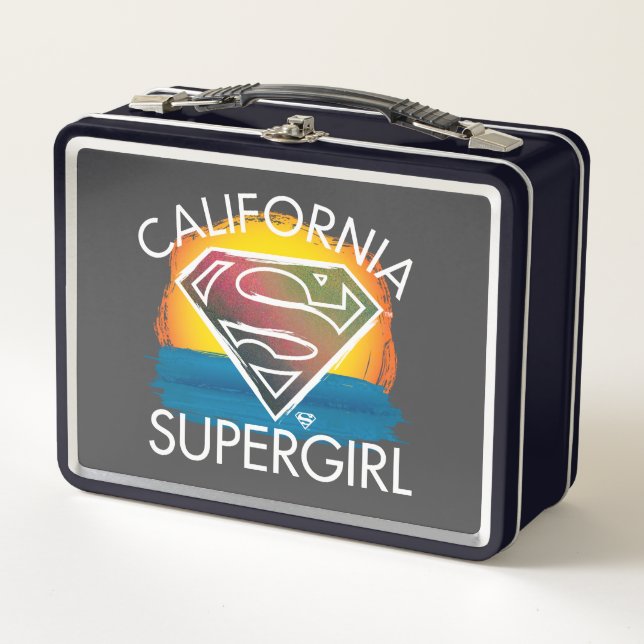 California Supergirl Sunset Graphic Metal Lunch Box (Front)