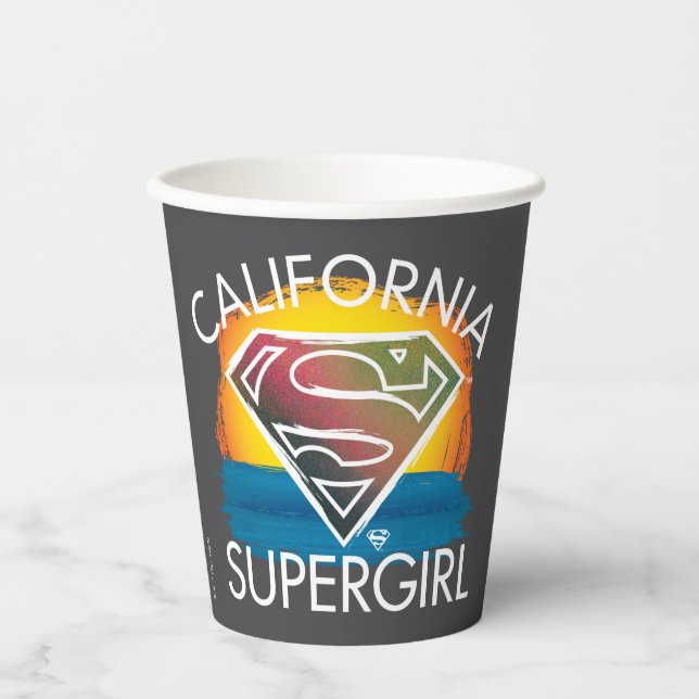 California Supergirl Sunset Graphic Paper Cups (Front)