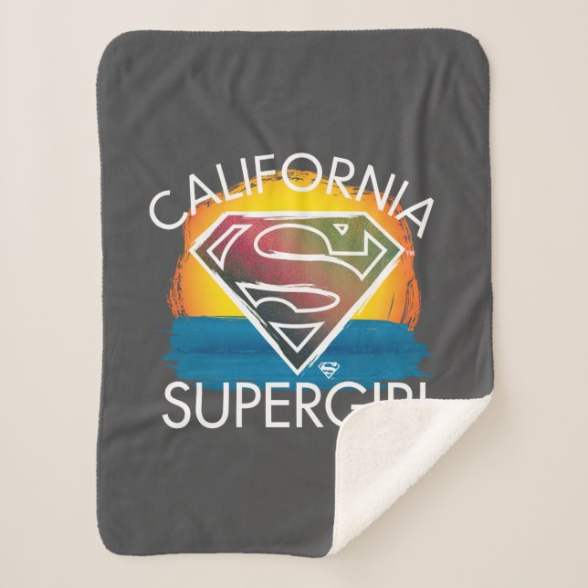 California Supergirl Sunset Graphic Sherpa Blanket (Front)