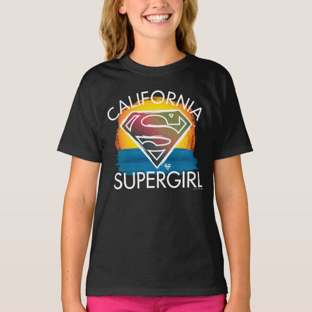 California Supergirl Sunset Graphic T-Shirt (Front)