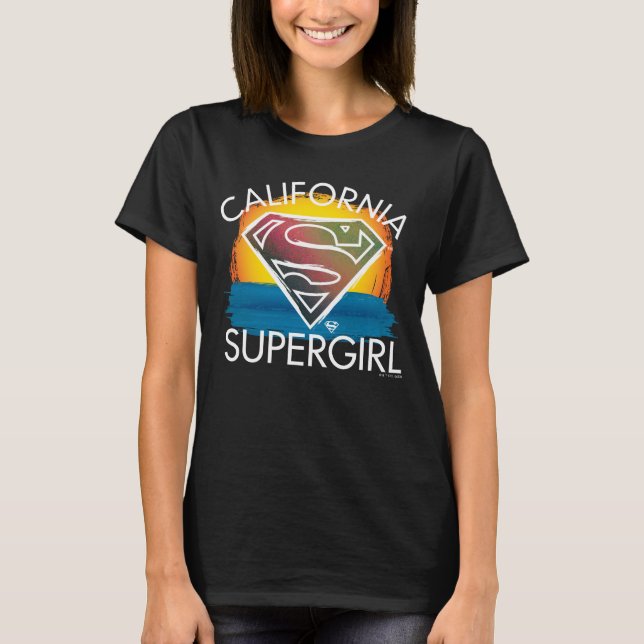 California Supergirl Sunset Graphic T-Shirt (Front)