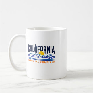 California Surf Wave Line Illustration Sun Beach V Coffee Mug