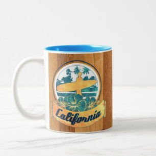 California surfboard Two-Tone coffee mug